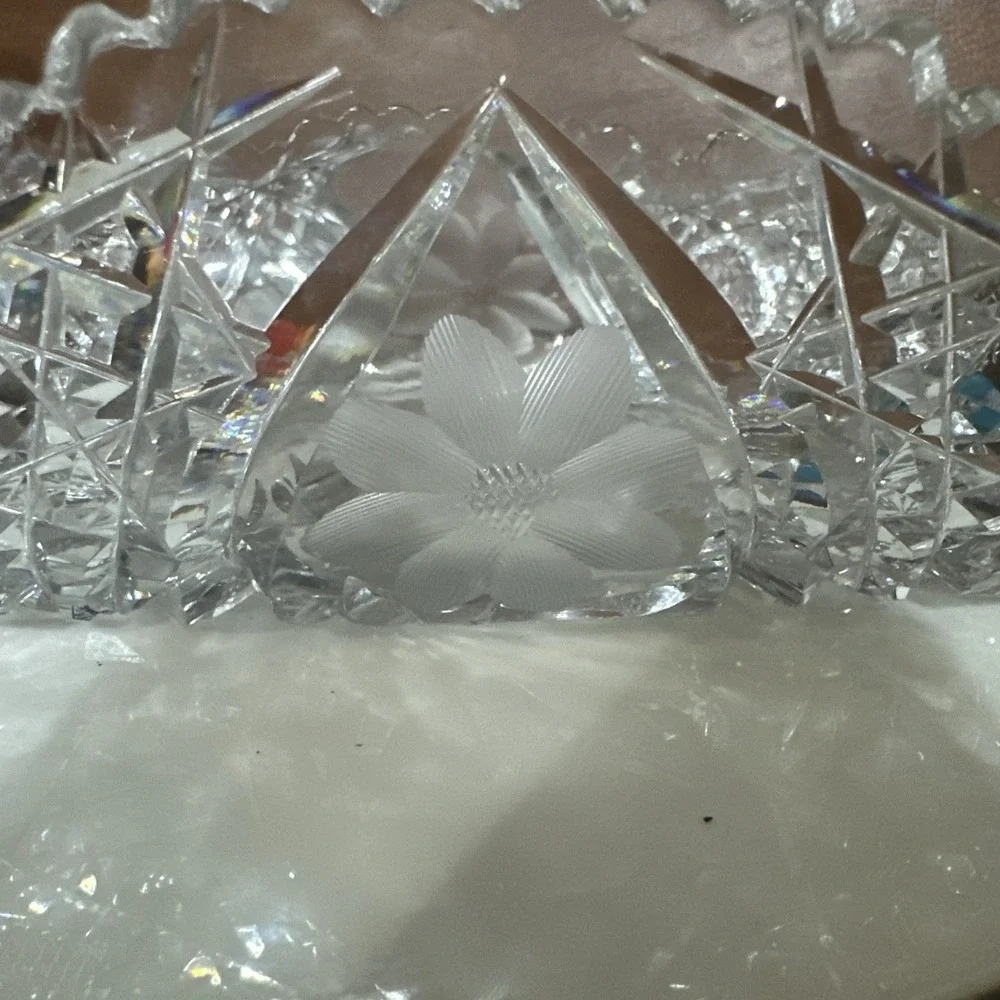 Vintage American Brilliant Period Cut Crystal Glass Relish Celery Dish